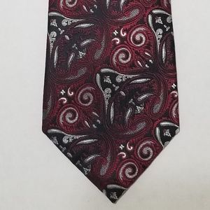 Van Heusen Red/Black/Silver Silk Patterned Tie